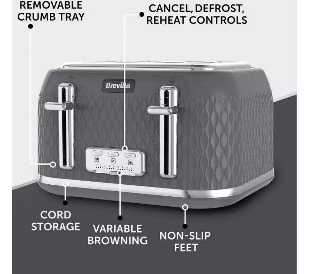 BREVILLE Curve VTR013 4-Slice Toaster - Grey image number 3 of 7