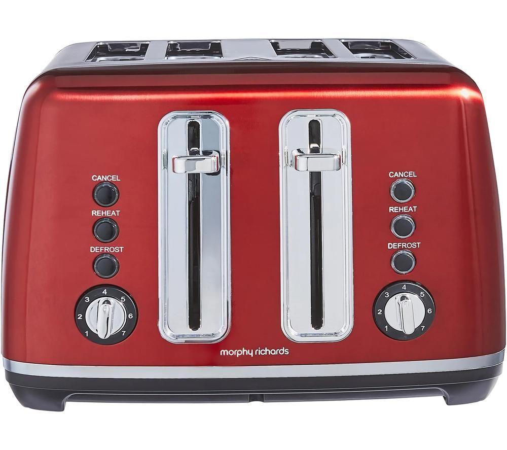 Morphy Richards Accents 242048 4-Slice Toaster - Red, Red