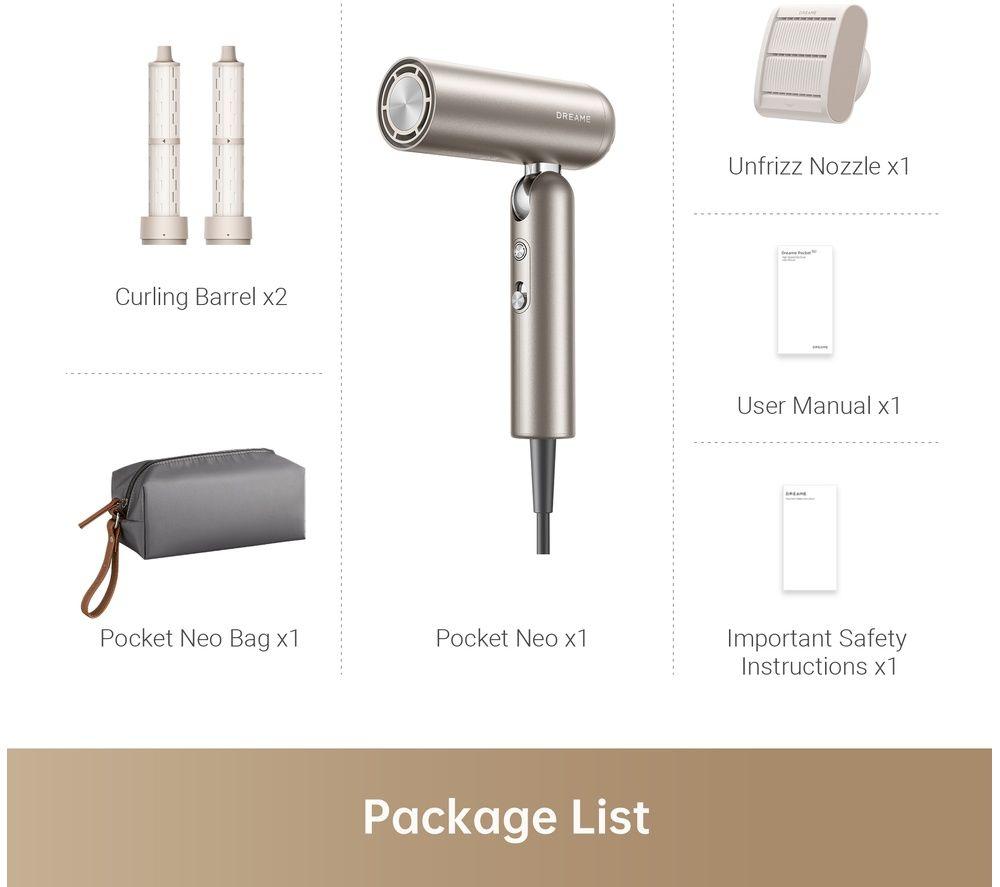 DREAME Pocket Neo Hair Dryer - Gold image number 8 of 8