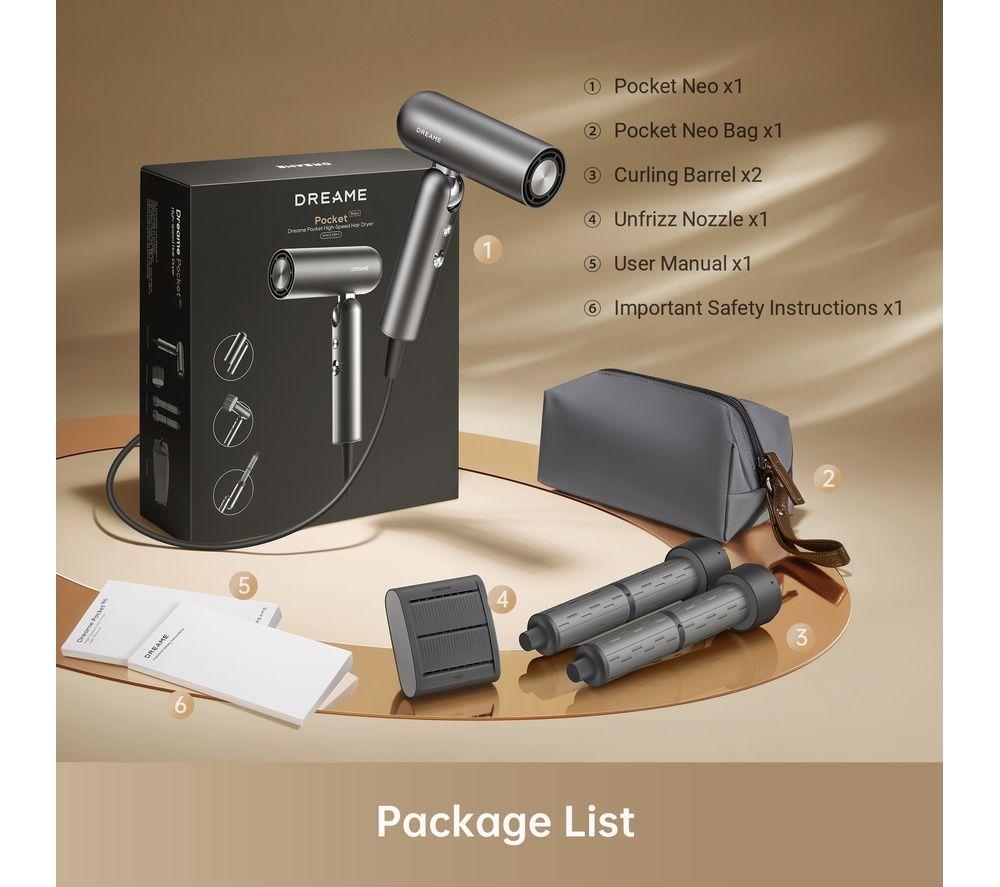 DREAME Pocket Neo Hair Dryer - Grey image number 3 of 9