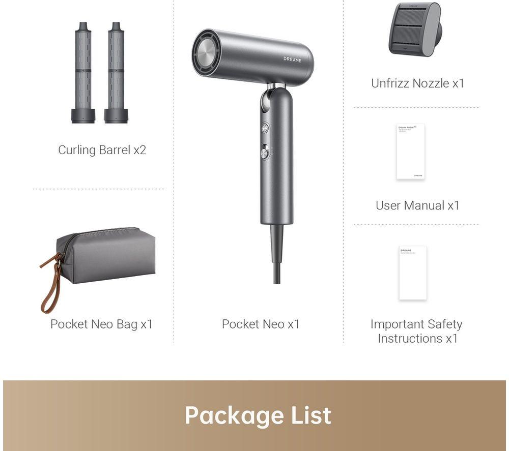 DREAME Pocket Neo Hair Dryer - Grey image number 7 of 9