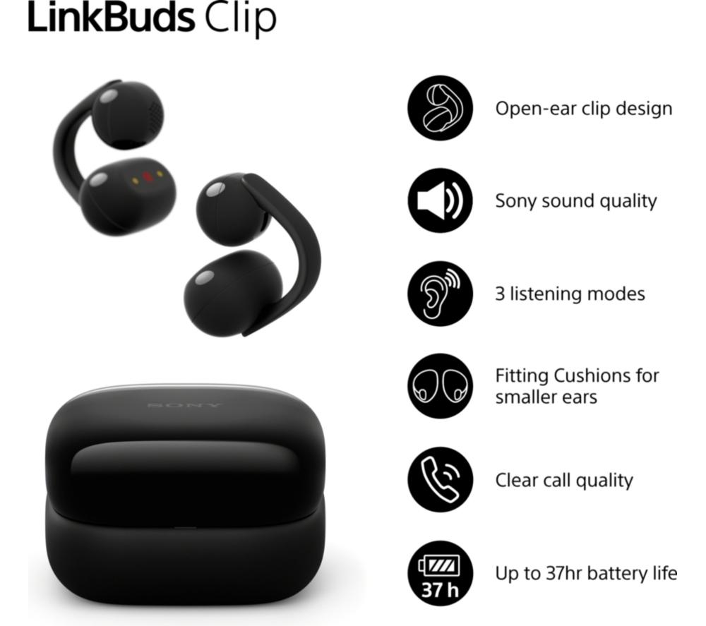 Buy SONY LinkBuds Clip Open Wireless Bluetooth Earbuds - Black