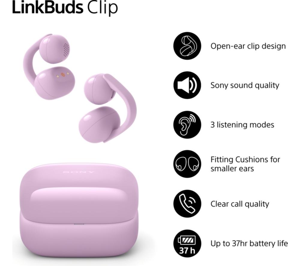 Sony LinkBuds Clip ラベンダー Buy SONY LinkBuds Clip Open Wireless Bluetooth Earbuds - Lavender