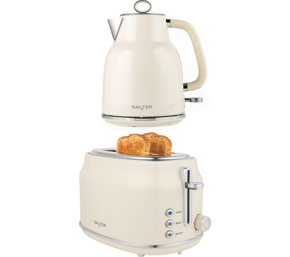 SALTER COMBO-9064 Retro Kettle & 2-Slice Toaster Bundle - Cream