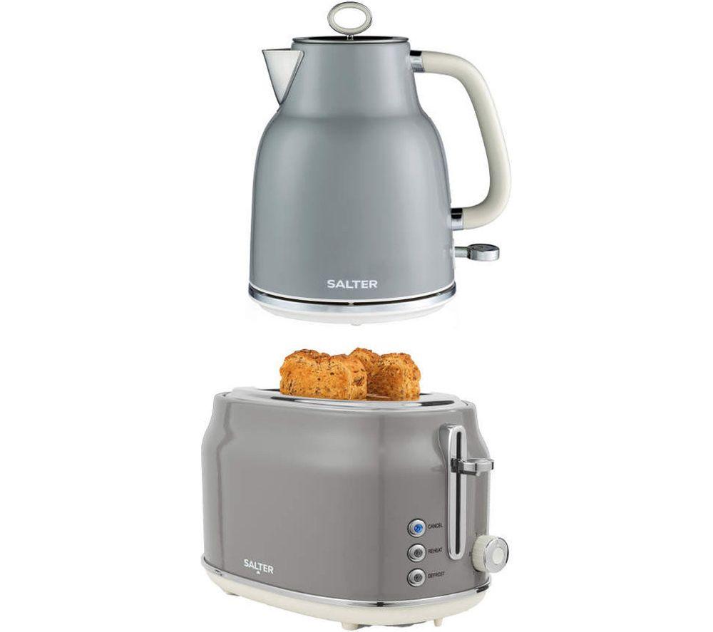 Salter Combo-9767 Retro Jug Kettle And 2-Slice Toaster Bundle - Grey, Silver/Grey