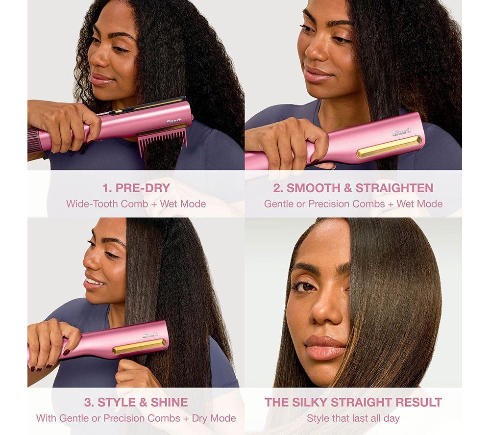 SHARK SilkiPro Straight HT401UKPK Hair Straightener & Dryer &ndash; Rose Petal image number 8 of 13