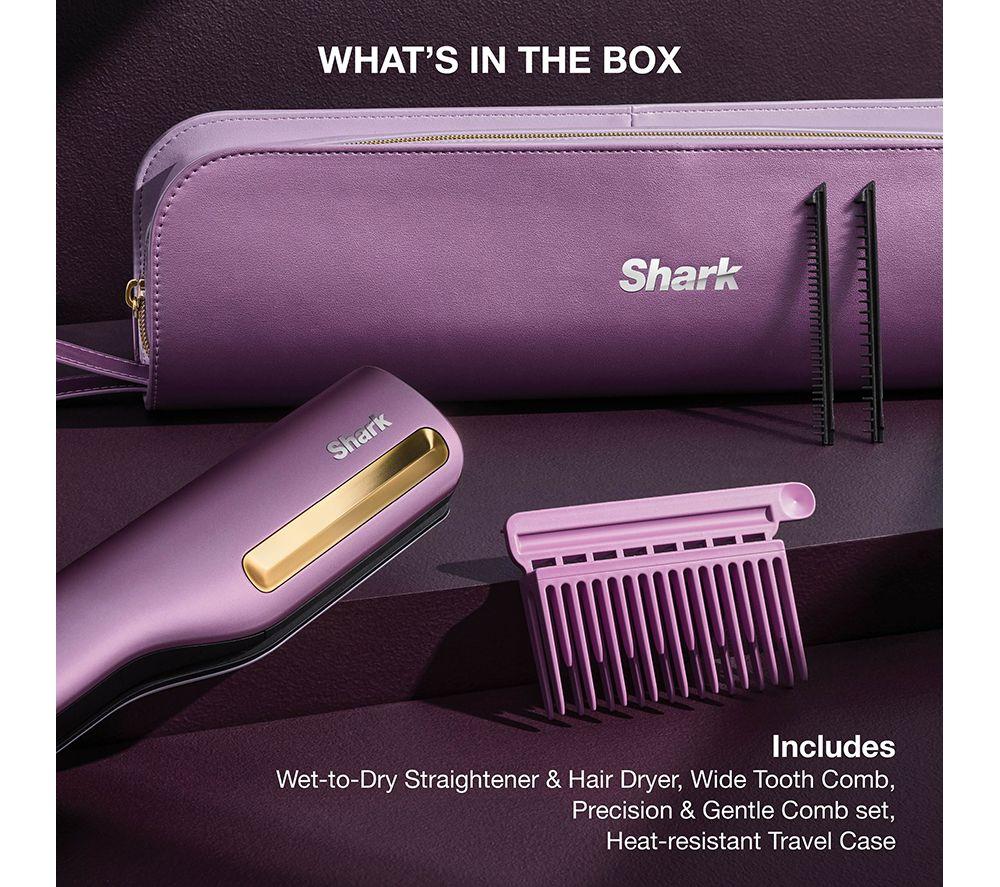SHARK SilkiPro Straight HT401UKPU Hair Straightener & Dryer - Plum Satin image number 14 of 15