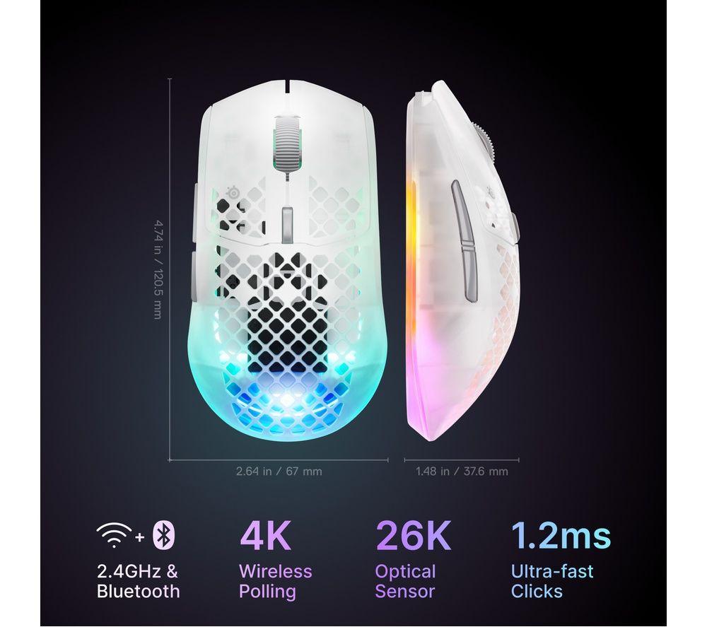 STEELSERIES Aerox 3 Gen 2 RGB Wireless Optical Gaming Mouse - Ghost image number 2 of 8