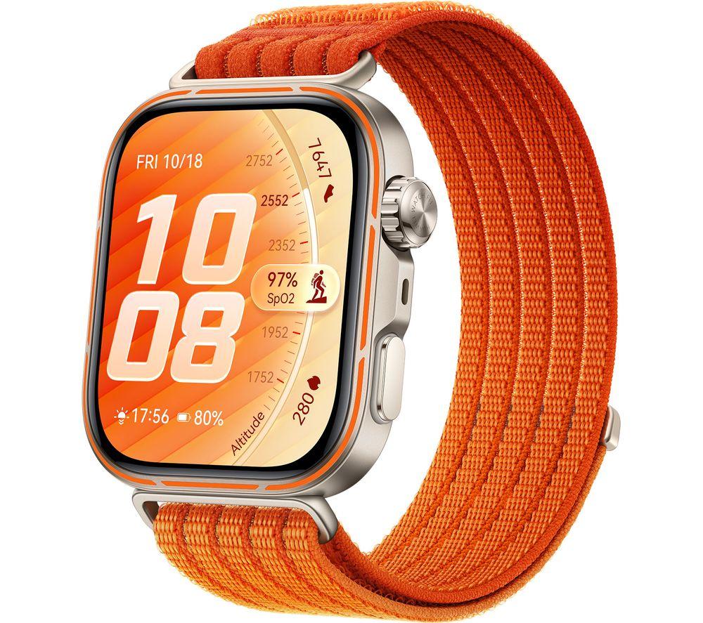 HUAWEI Watch Fit 5 Pro - Titanium Orange with Orange Woven Strap