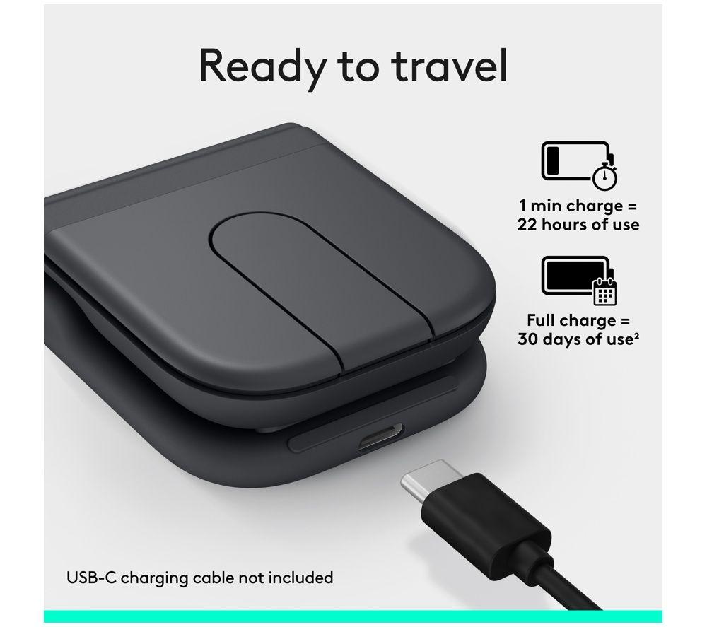 LOGITECH Mobi Fold Wireless Optical Mouse - Graphite image number 2 of 4