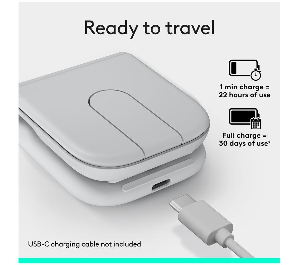 LOGITECH Mobi Fold Wireless Optical Mouse - Off White image number 4 of 6
