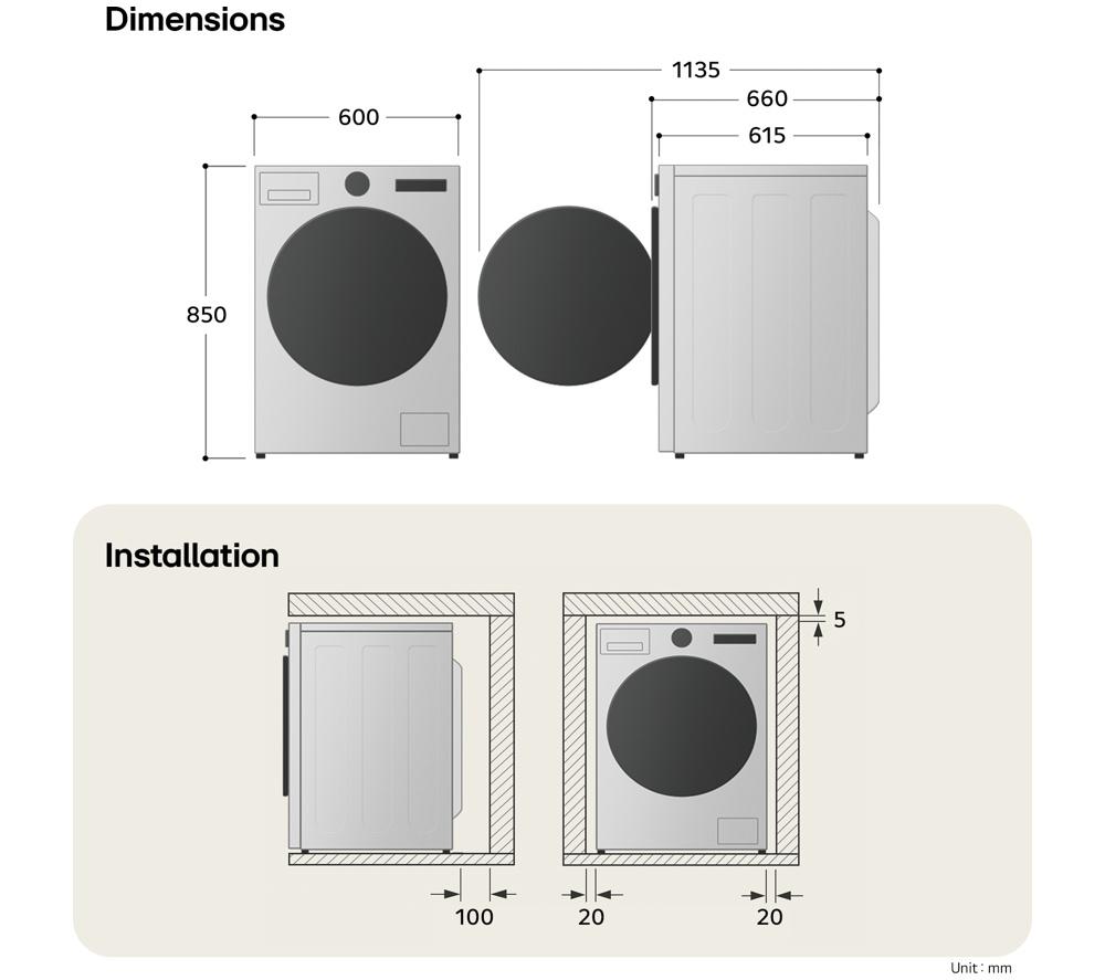 LG Series 5 AI Direct Drive F4X5013TBB 13 kg 1400 Spin Washing Machine - Matte Black image number 9 of 17