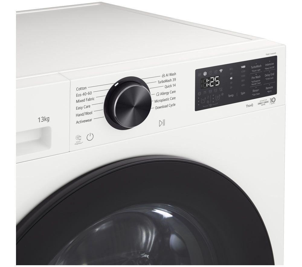 LG Series 5 AI Direct Drive F4X5013TWB 13 kg 1400 Spin Washing Machine - White image number 3 of 8