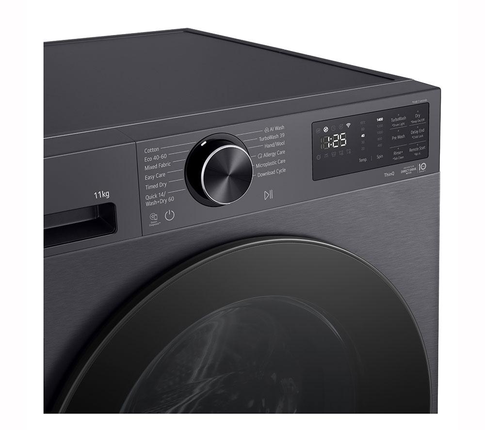 LG Series 5 AI Direct Drive W4X5016TBB 11 kg Washer Dryer - Black image number 10 of 11