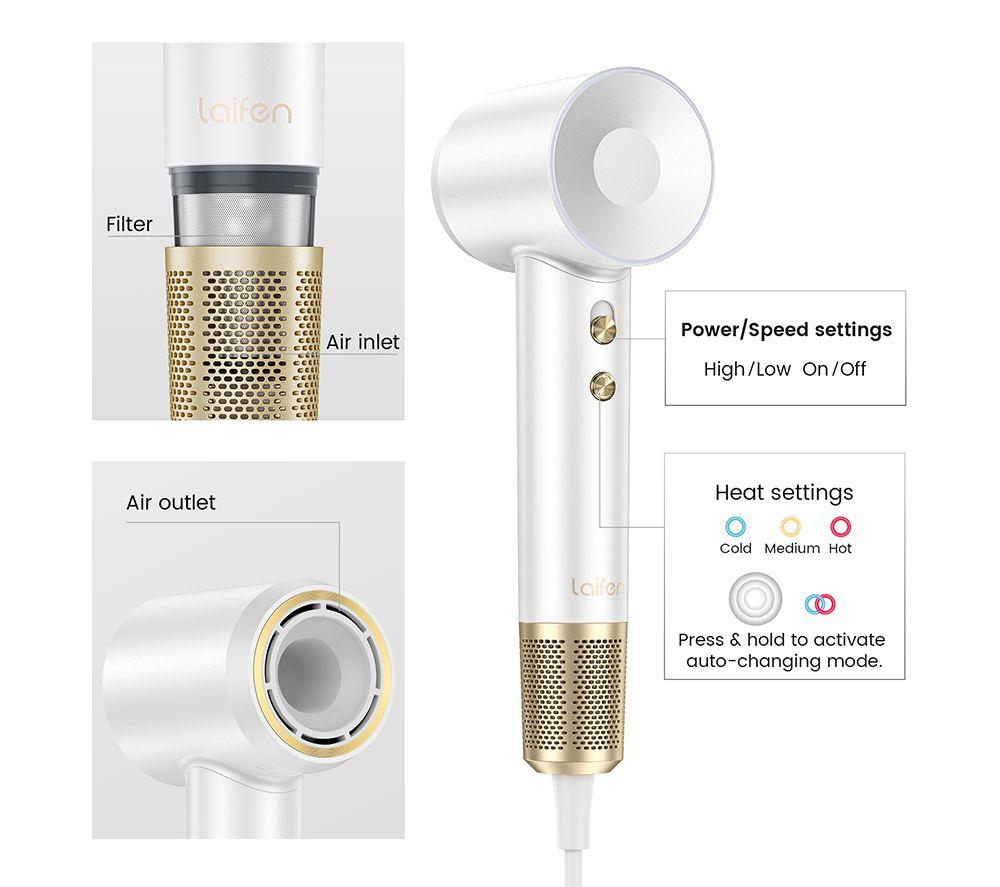 LAIFEN 1HD50-G-UK-PT-003 High Speed Hairdryer - Swift Premium White image number 4 of 6