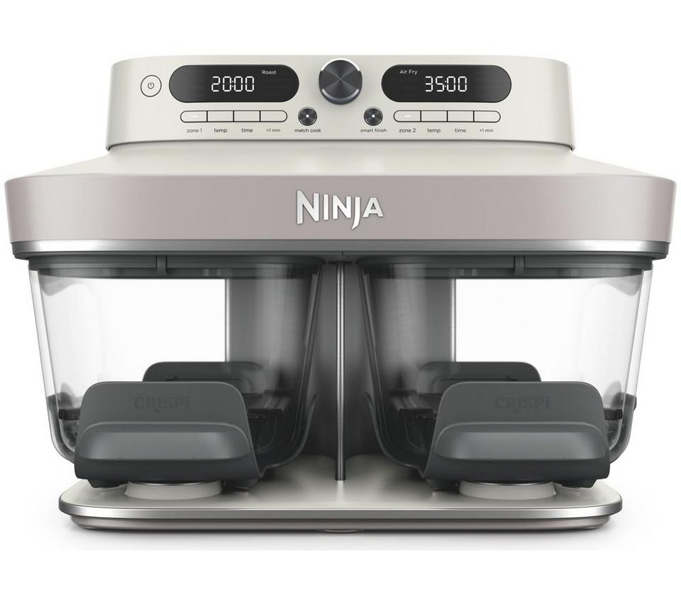 NINJA CRISPi DD102UKIV2 Dual Zone Glass Air Fryer - Bone