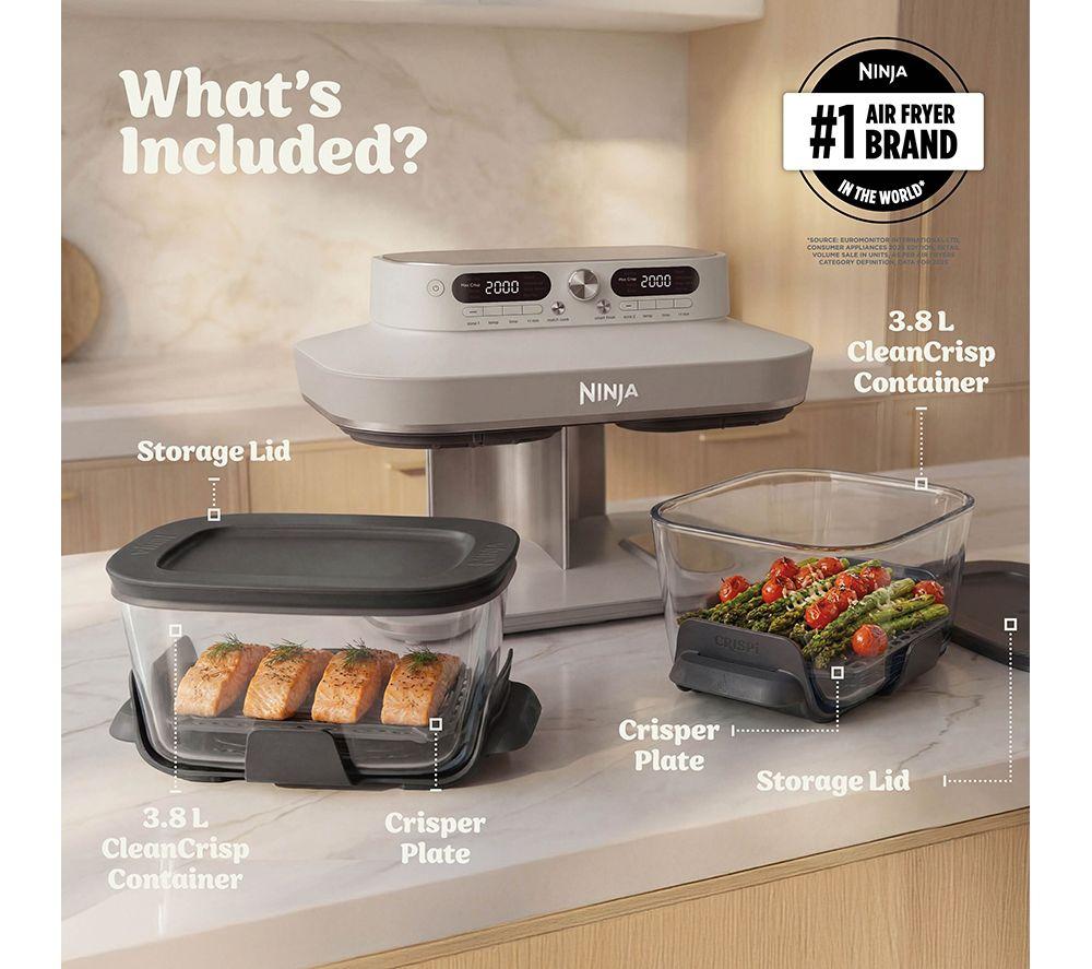 NINJA CRISPi DD102UKIV2 Dual Zone Glass Air Fryer - Bone image number 6 of 16