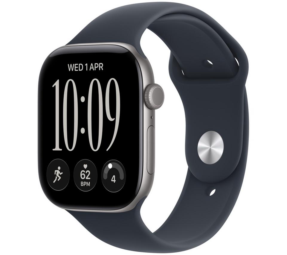 APPLE Watch Series 12 - 46 mm Space Grey Aluminium Case with Navy Blue Sport Band, M/L