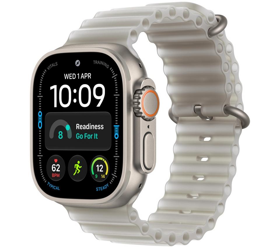 APPLE Watch Ultra 4 Cellular - 49 mm Natural Titanium Case with Translucent Gray Ocean Loop
