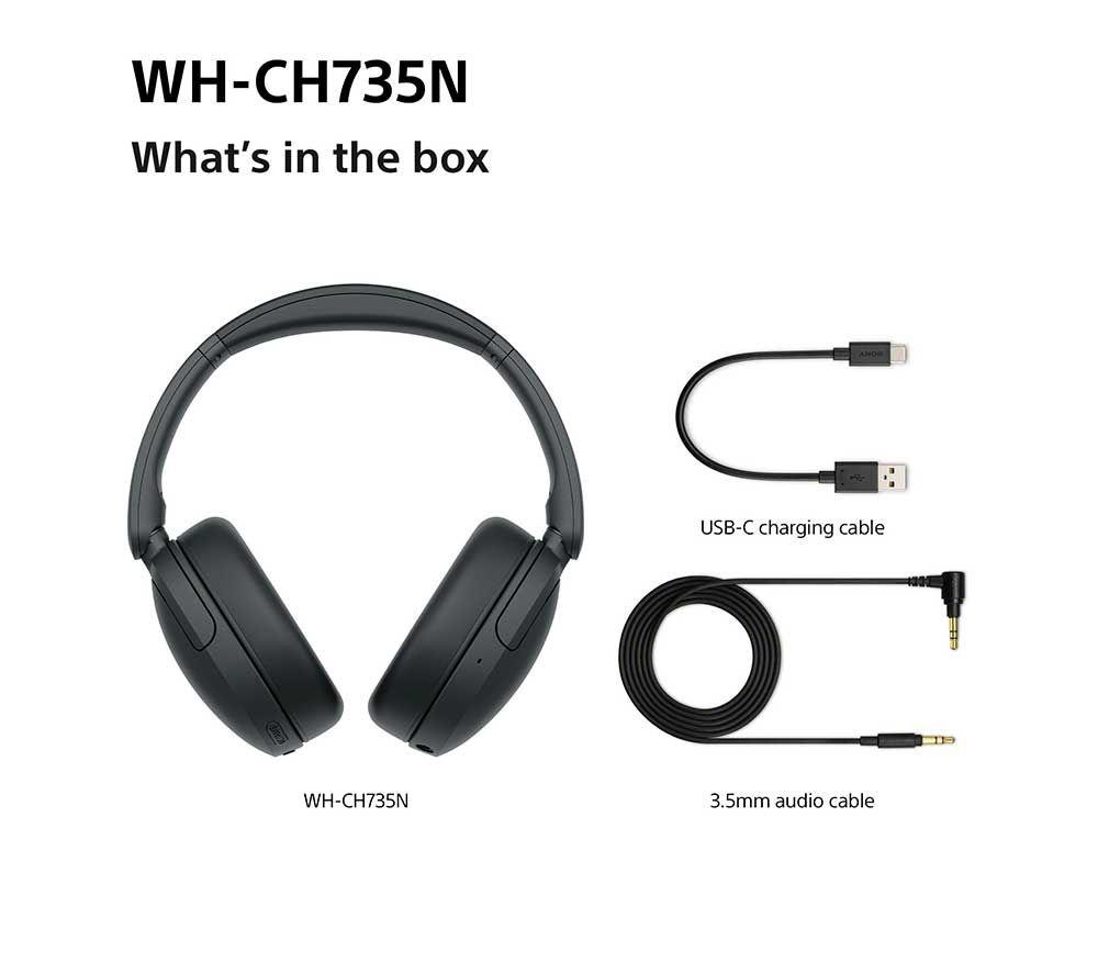 SONY WH-CH735N Wireless Bluetooth Noise-Cancelling Headphones - Black image number 10 of 17