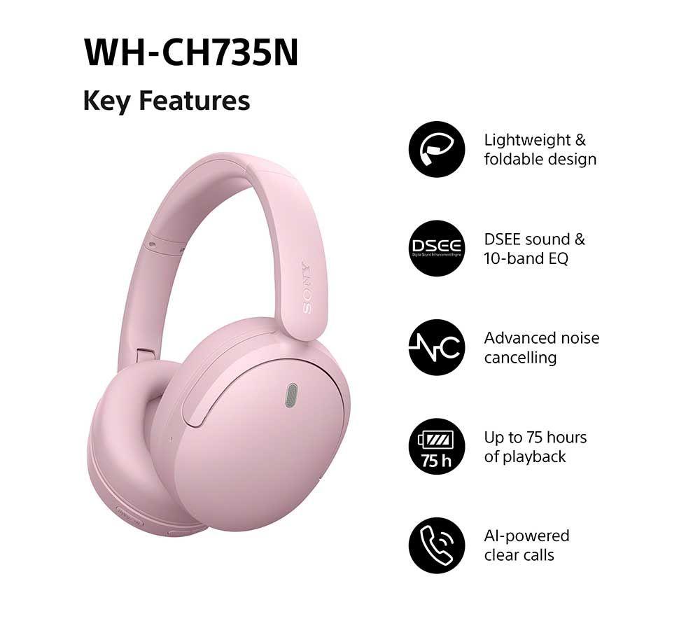 SONY WH-CH735N Wireless Bluetooth Noise-Cancelling Headphones - Pink image number 2 of 17