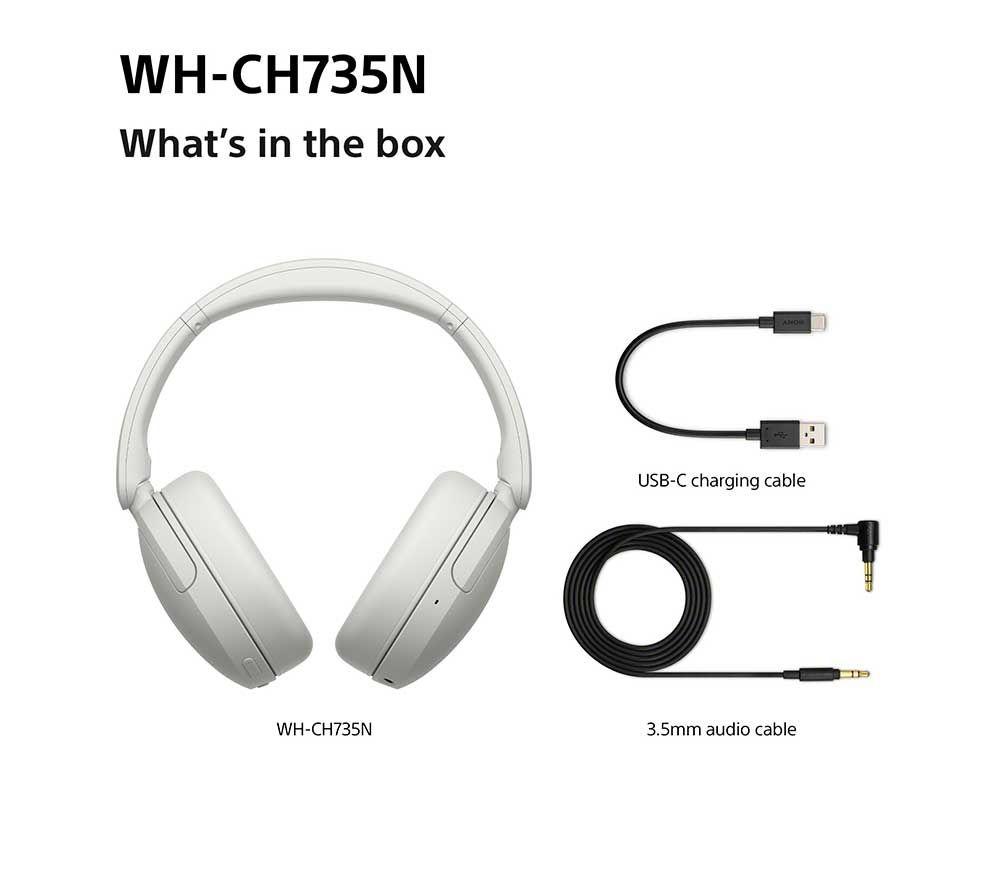 SONY WH-CH735N Wireless Bluetooth Noise-Cancelling Headphones - White image number 10 of 17