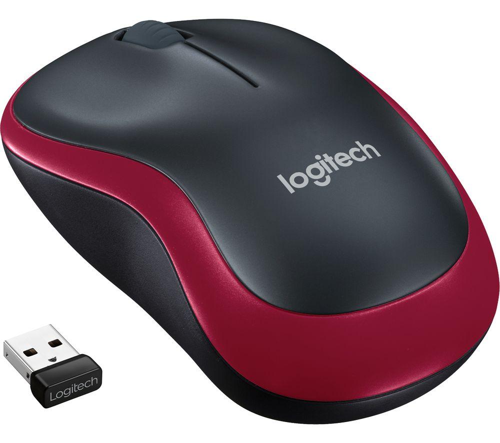 Logitech M185 Wireless Mouse, 2.4GHz with USB Mini Receiver, 12-Month Battery Life, 1000 DPI Optical Tracking, Ambidextrous, Compatible with PC, Mac, Laptop - Red