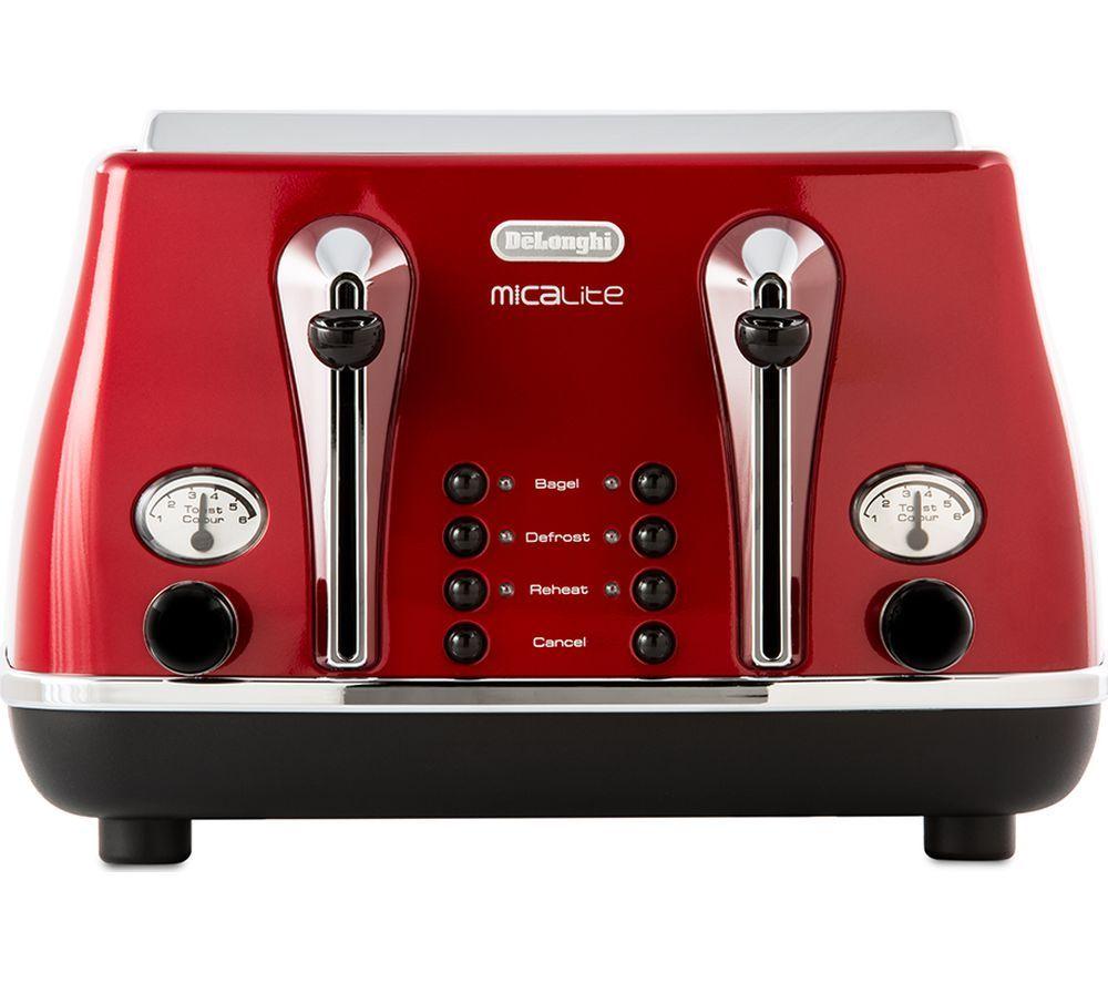 DELONGHI Micalite CTOM4003R 4-Slice Toaster Red | Currys