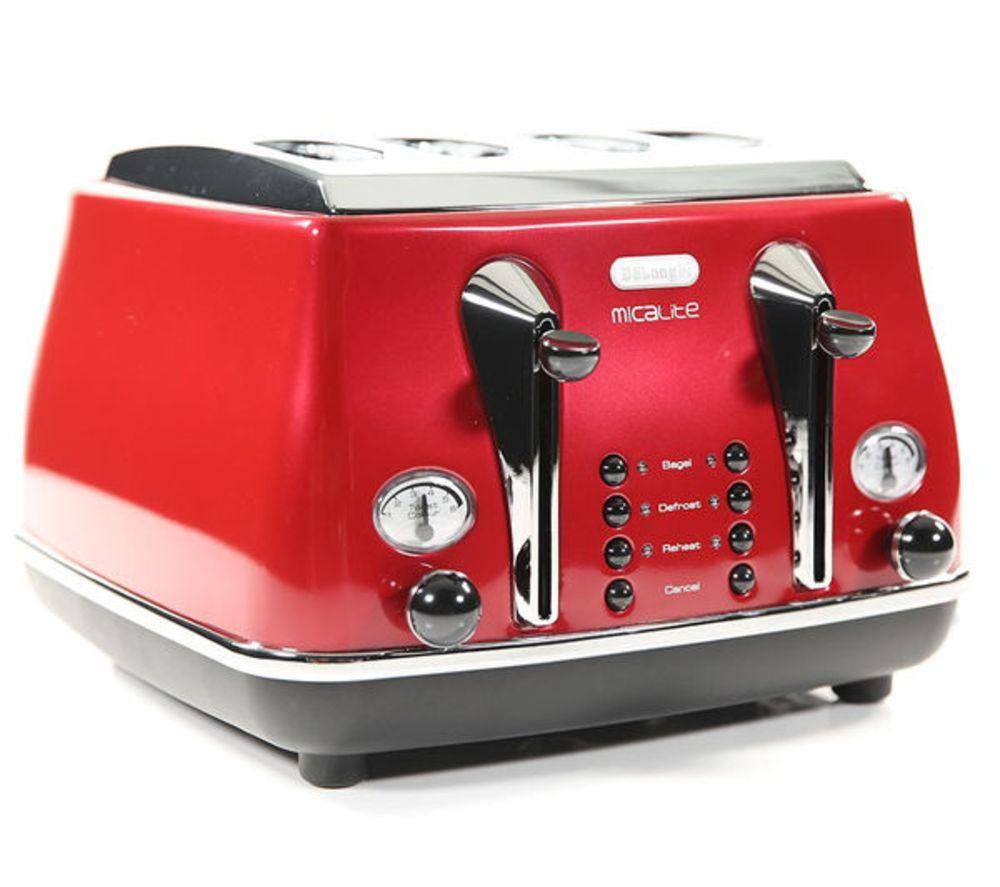 DELONGHI Micalite CTOM4003R 4-Slice Toaster - Red image number 6 of 13