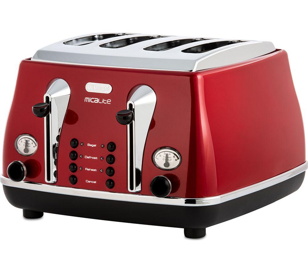 DELONGHI Micalite CTOM4003R 4-Slice Toaster - Red image number 10 of 13