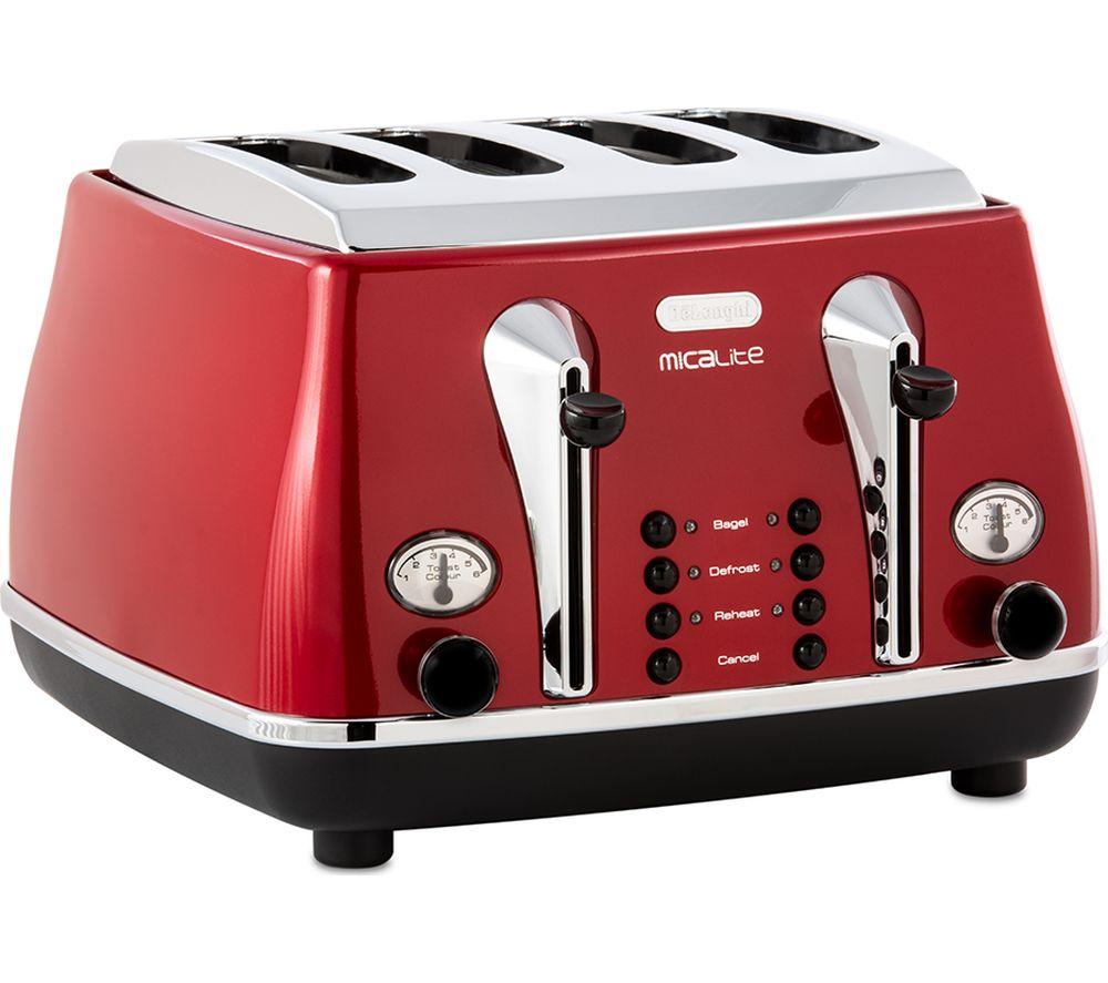 DELONGHI Micalite CTOM4003R 4-Slice Toaster - Red image number 11 of 13