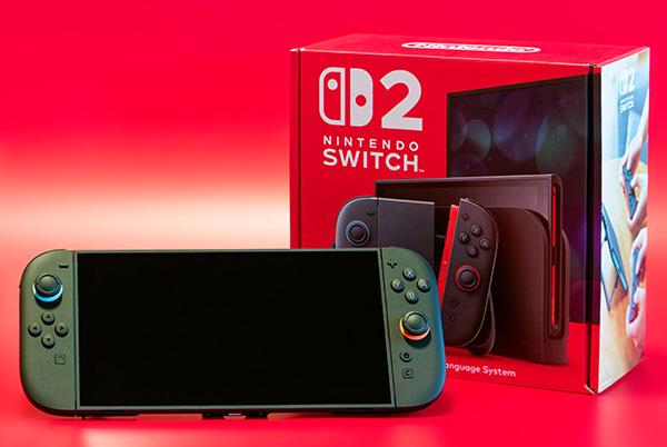 a nintendo switch 2 with a red box next to it