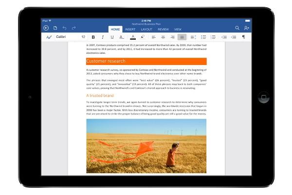 Microsoft office for tablet