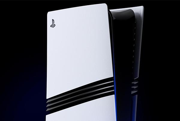 a ps5 pro console on a black background