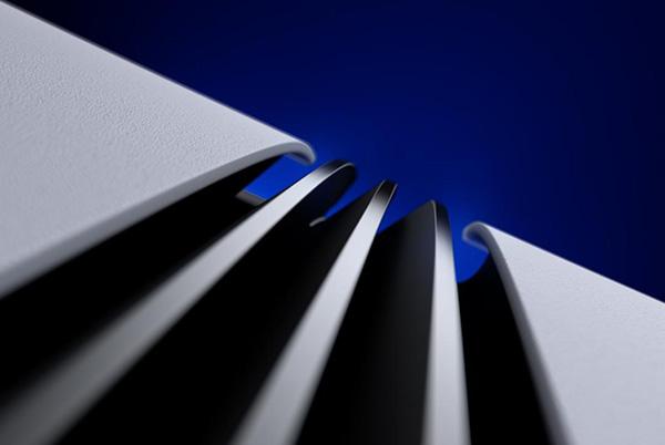 a close up of a ps5 pro grill on a blue and black gradient background