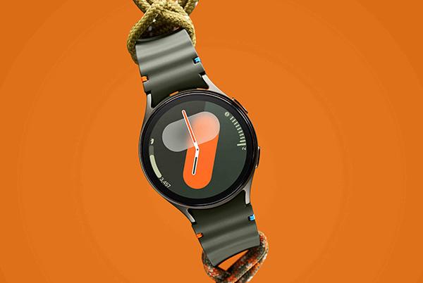 samsung galaxy watch 7 on orange background