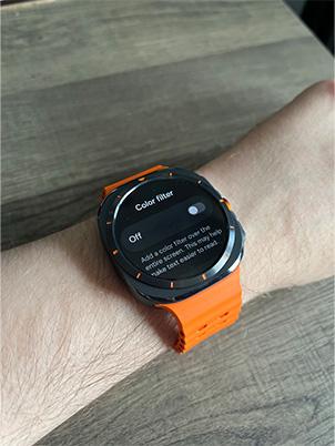 colour filter feature turned off on samsung galaxy watch ultra screen