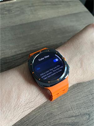 blue colour filter feature activated on samsung galaxy watch ultra screen