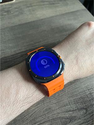 full blue colour filter setting on samsung galaxy watch ultra screen