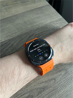 middle font size settings on samsung galaxy watch ultra screen