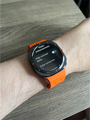 high contrast fonts off on samsung galaxy watch ultra screen