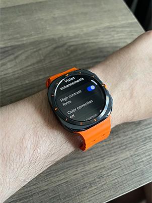 high contrast fonts feature toggled on on a samsung galaxy watch ultra