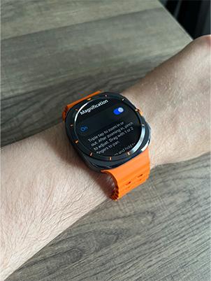 magnification setting activated on samsung galaxy watch ultra screen