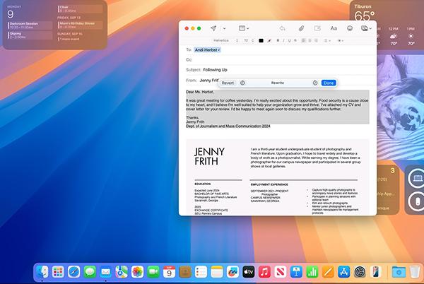 a mac desktop with a photo of a person on it