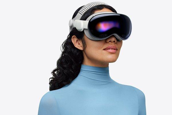 a woman wearing an AppleVision Pro headset