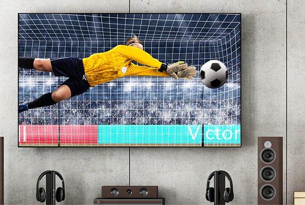 a television showing football