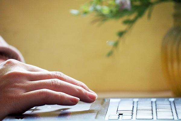 Hand on keyboard