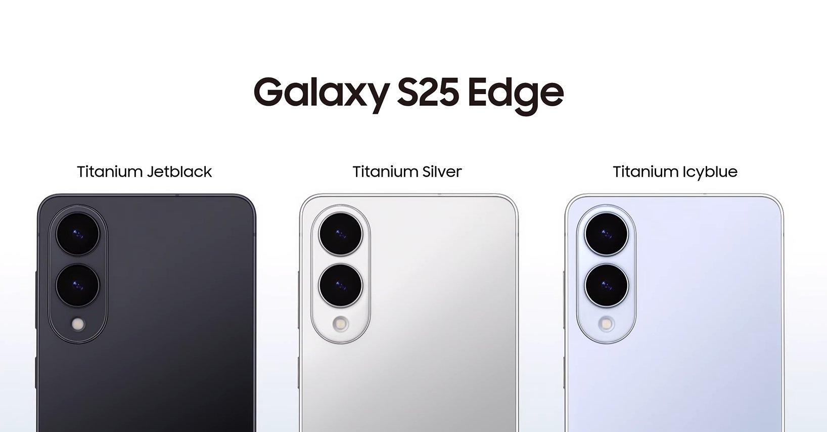 three different colours of the samsung galaxy s25 edge