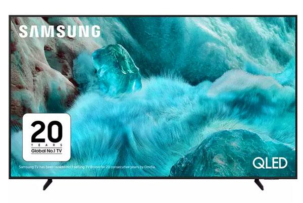 samsung qled tv with a picture of a blue ocean