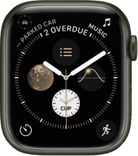 a close up of the apple watch face with the time and date